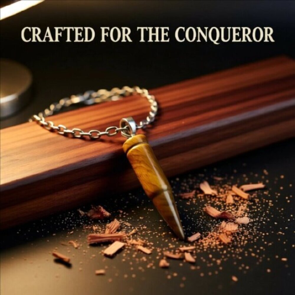 Real TigersEye Bullet + 24" Chain - Rugged Men's Necklace - Courage + Protection - Picture 2 of 14
